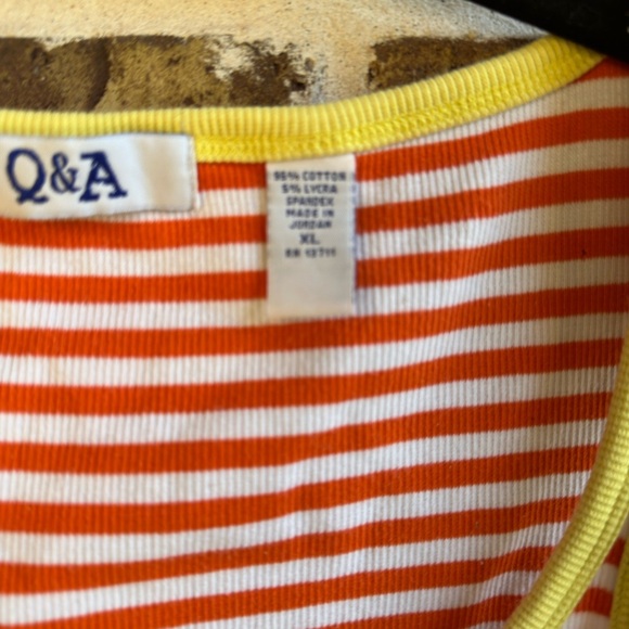 Q&A Orange and White Striped Tank Top with Yellow Trim - Picture 5 of 7